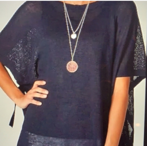 J.jill linen blend knit cover up tunic side ties navy blue one size - Picture 1 of 9